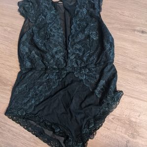 lace emerald green teddy lingerie